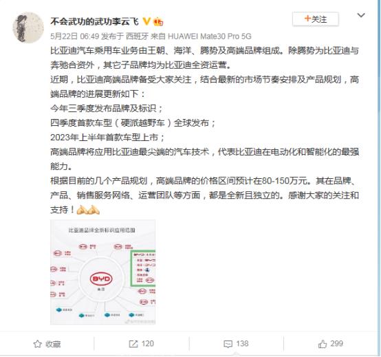 [2023比亚迪高端新品牌曝光]比亚迪百万高端品牌被命名为仰望