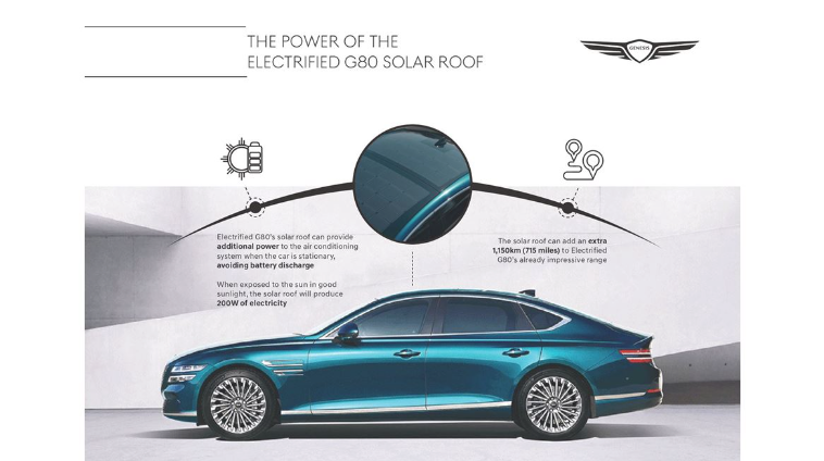 Genesis G80 EV采用太阳能车顶 每年可增加续航1150公里