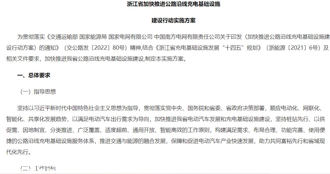 浙江省：2023年底前，全省高速公路服务区建成充电车位1800个