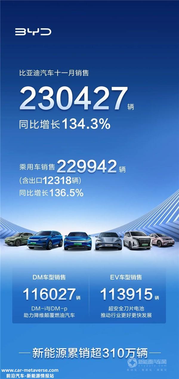 ​“迪王”势不成挡！比亚迪11月售车再破20万辆大关