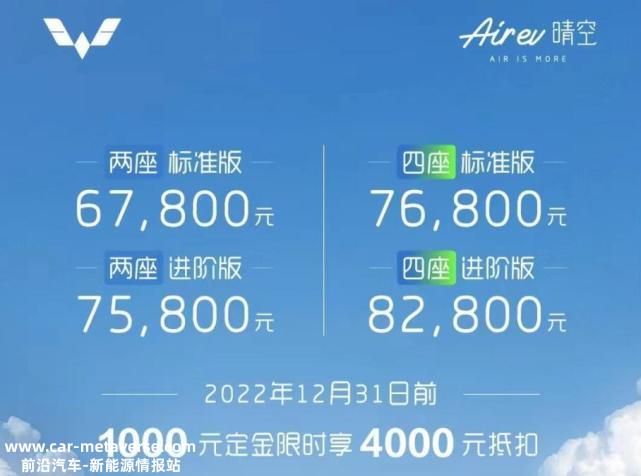 [五菱宏光miniev小电车]五菱微型电动车Air ev晴空上市