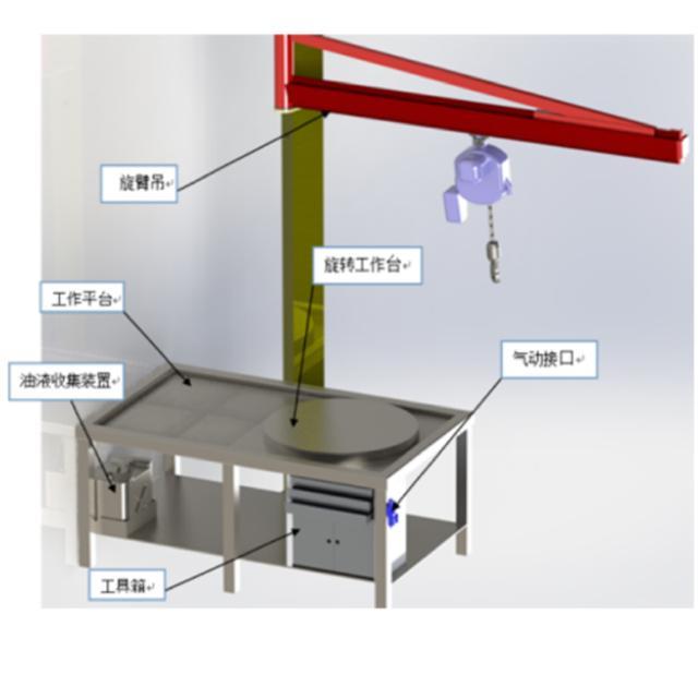 报废汽车拆解厂旋转发动机变速器拆解平台工作台动力总成份解设备