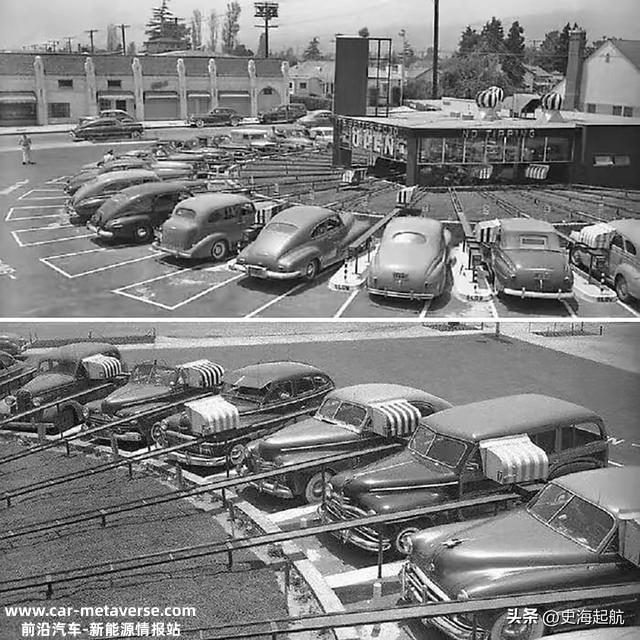 15张珍贵老照片，70年月的汽车充电桩，1948年的美国已经十分先进