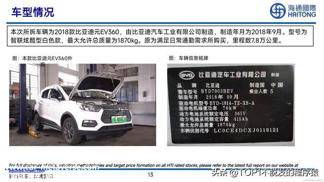 比亚迪元EV汽车拆解报告