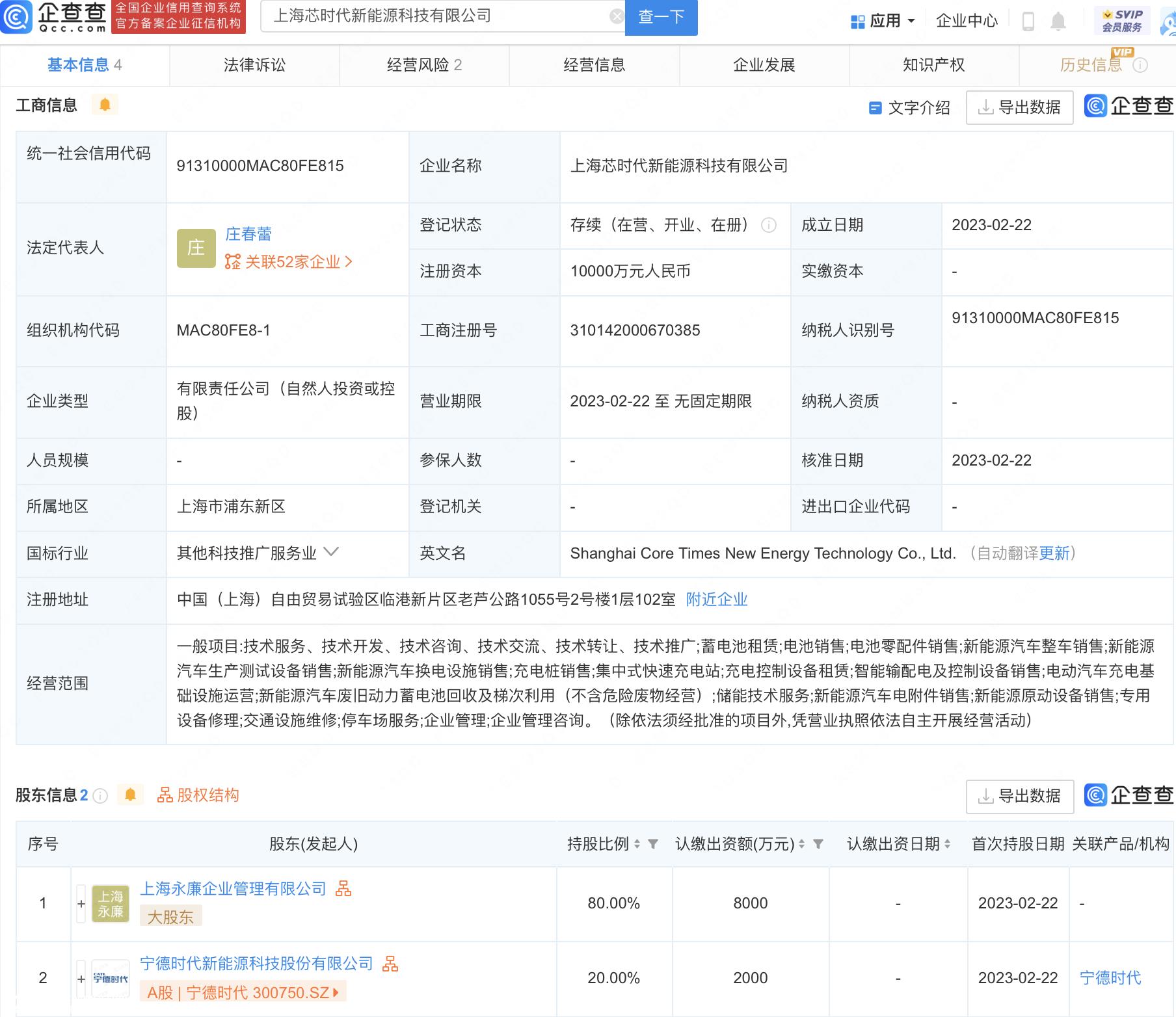 上海新能源技术有限公司成立