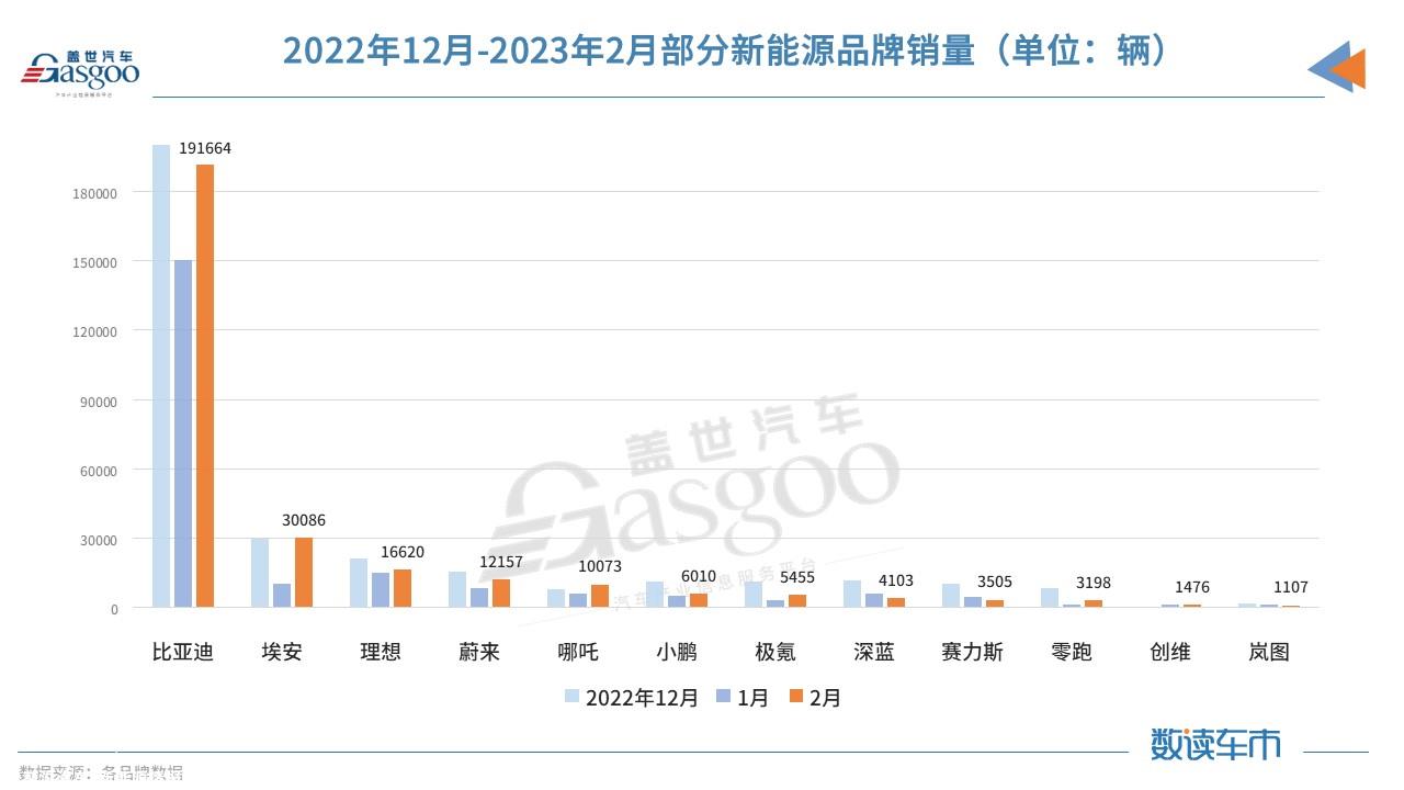 12家新能源品牌2月销量：环比整体回升，理想领跑新势力