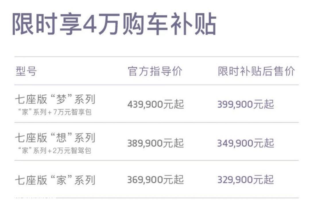 限时4万元补贴 岚图梦想家32.99万元起售