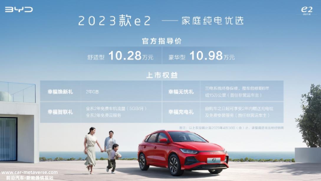 比亚迪2023款e2上市 价格10