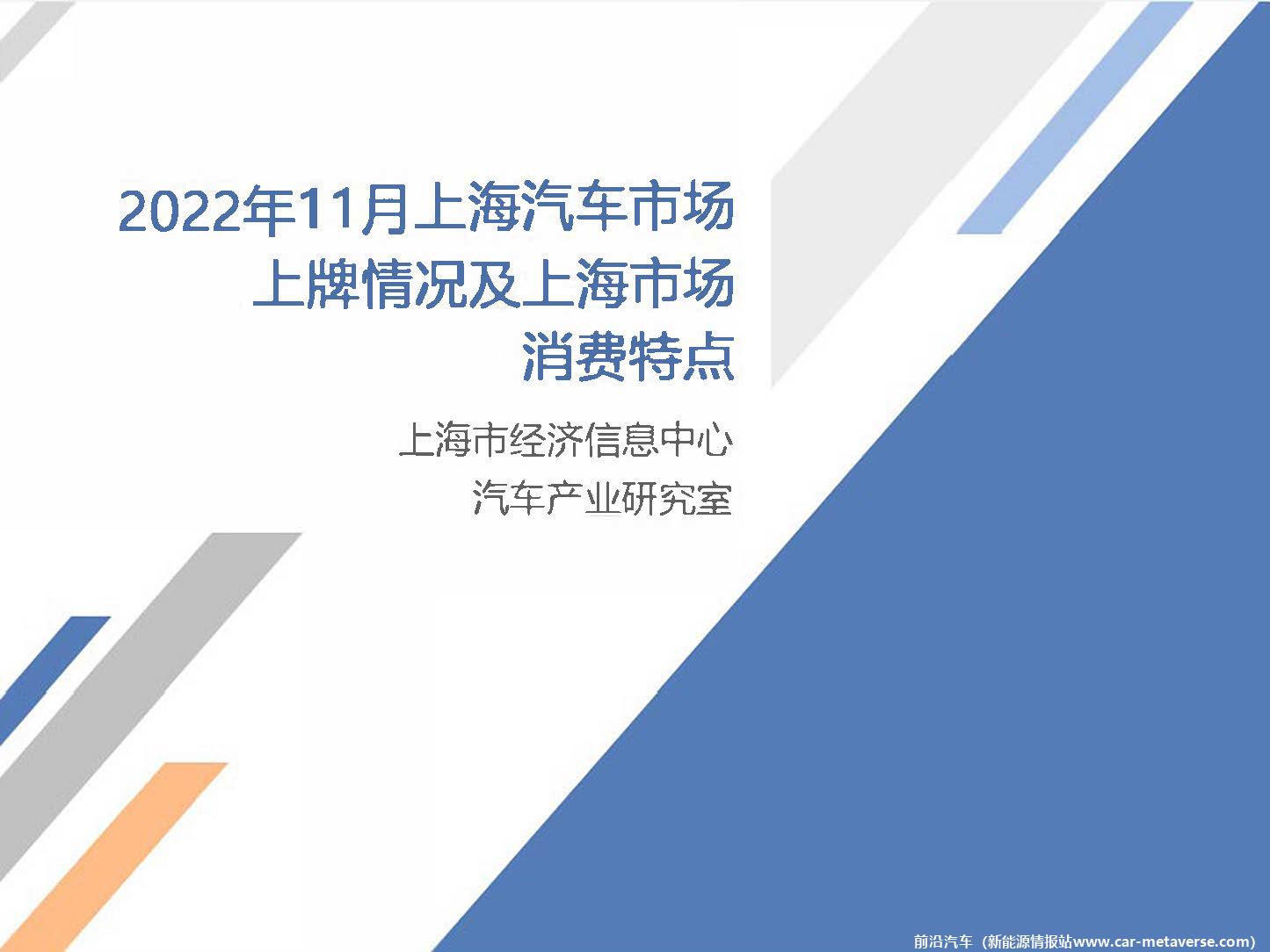 【地方市场】2022年11月份上海汽车市场分析