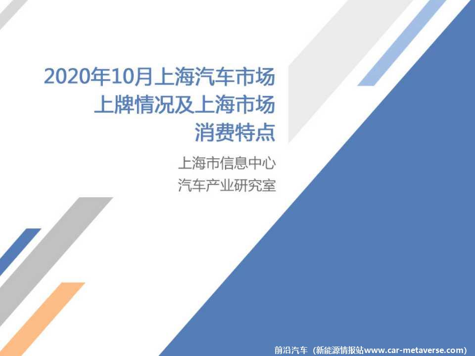 【地方市场】2020年10月份上海汽车市场分析