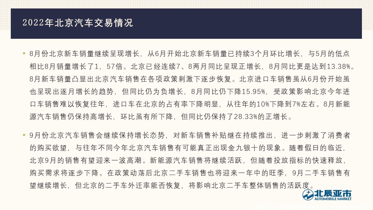 【地方市场】2022年8月份北京汽车市场分析