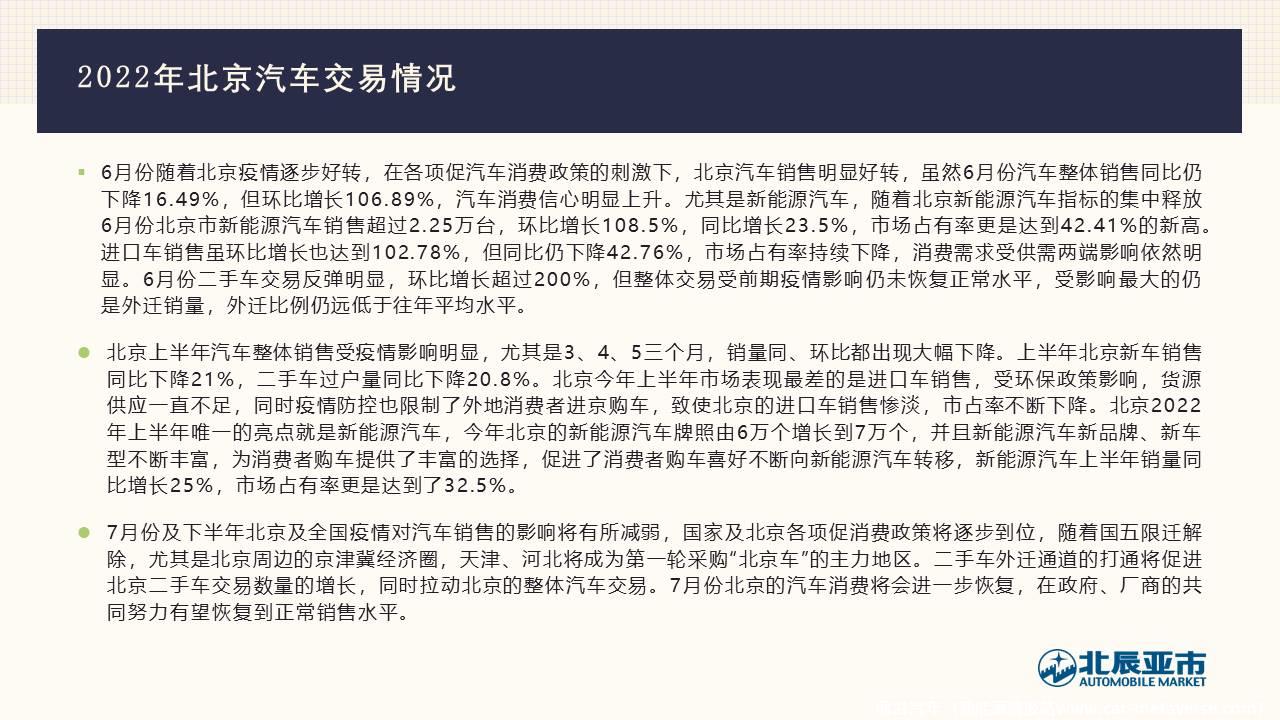 【地方市场】2022年6月份北京汽车市场分析