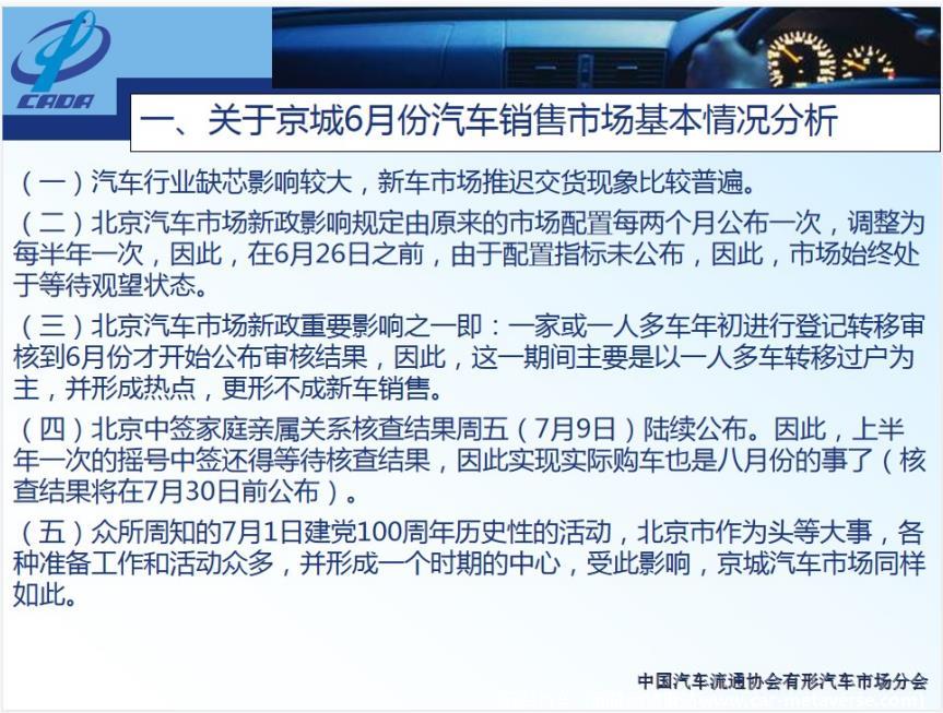 【地方市场】2021年6月份京城汽车市场综合分析