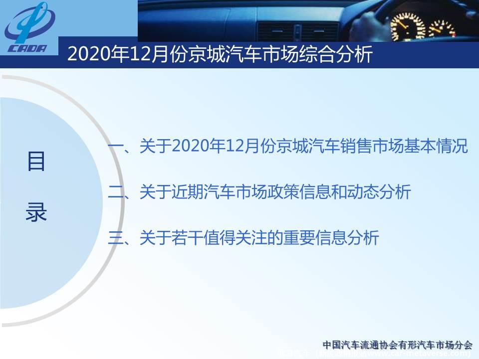 【地方市场】2020年12月份京城汽车市场综合分析