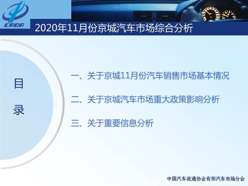 【地方市场】2020年11月份京城汽车市场综合分析