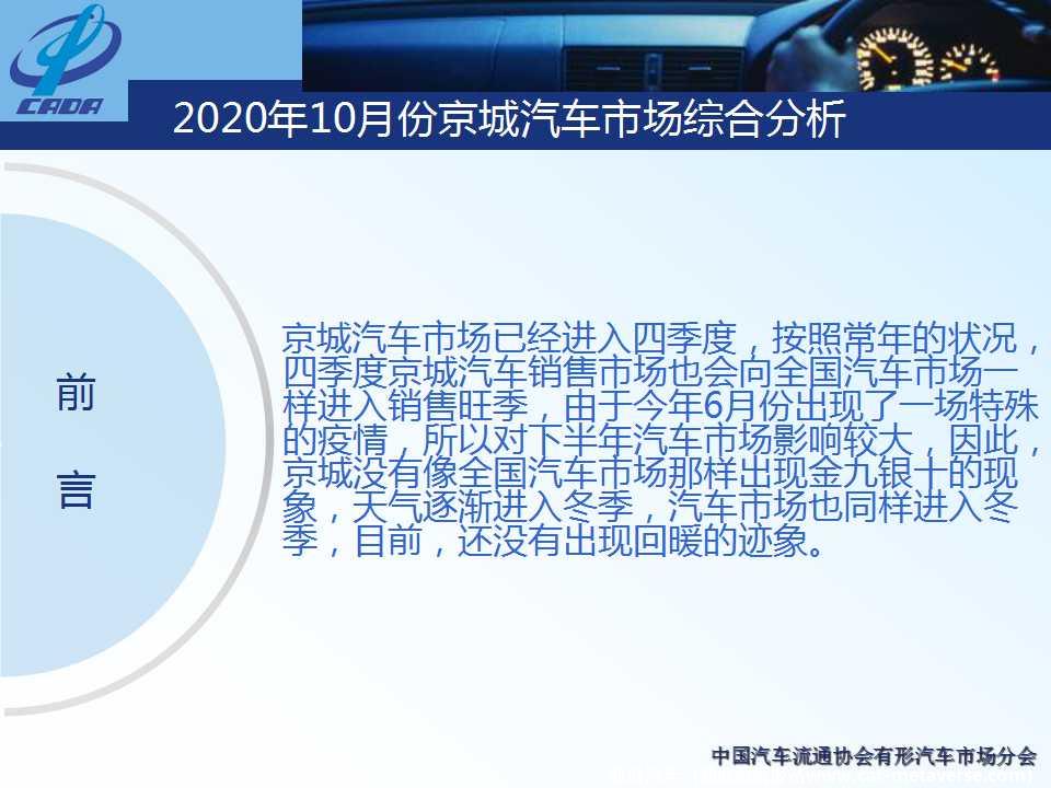 【地方市场】2020年10月份京城汽车市场综合分析