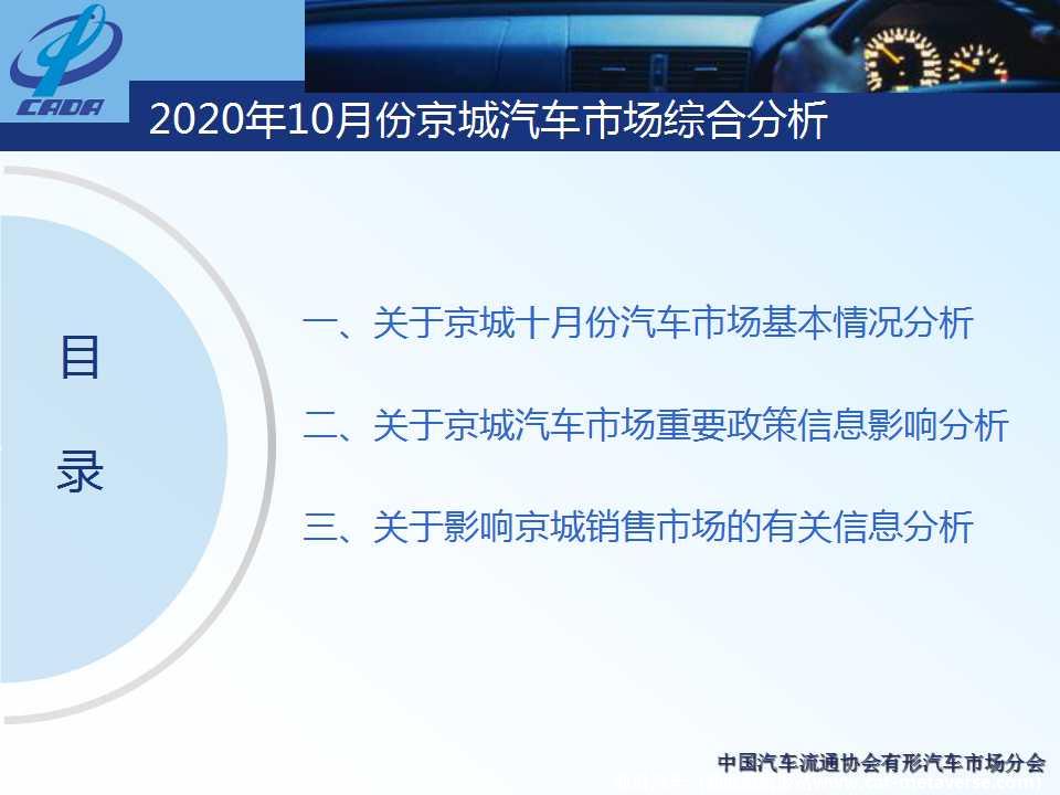 【地方市场】2020年10月份京城汽车市场综合分析