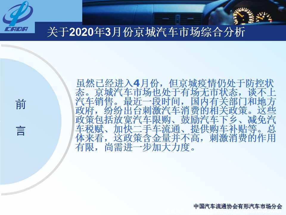 【地方市场】2020年3月份京城汽车市场综合分析