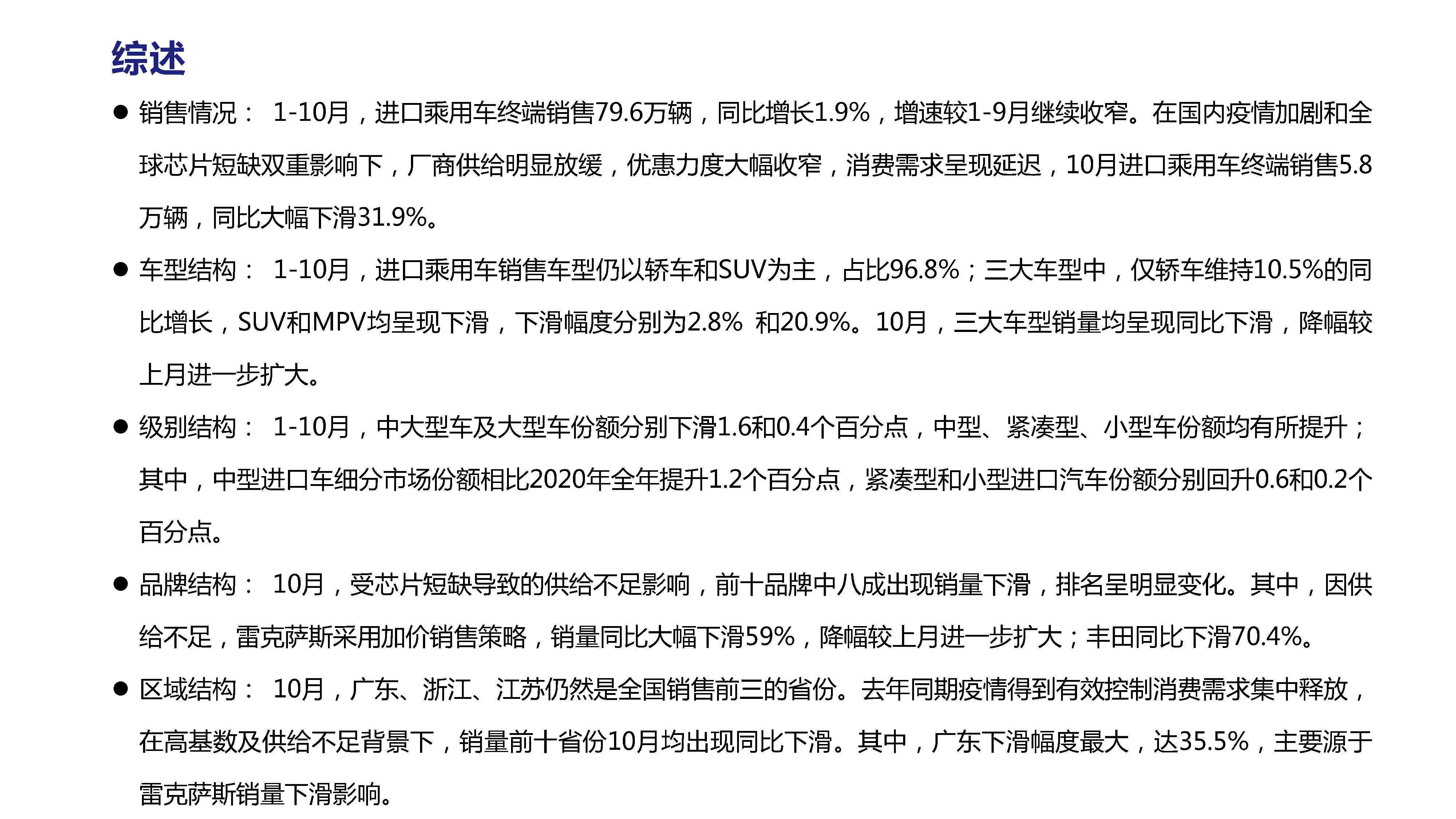 【进口车】2021年10月中国进口汽车市场月报