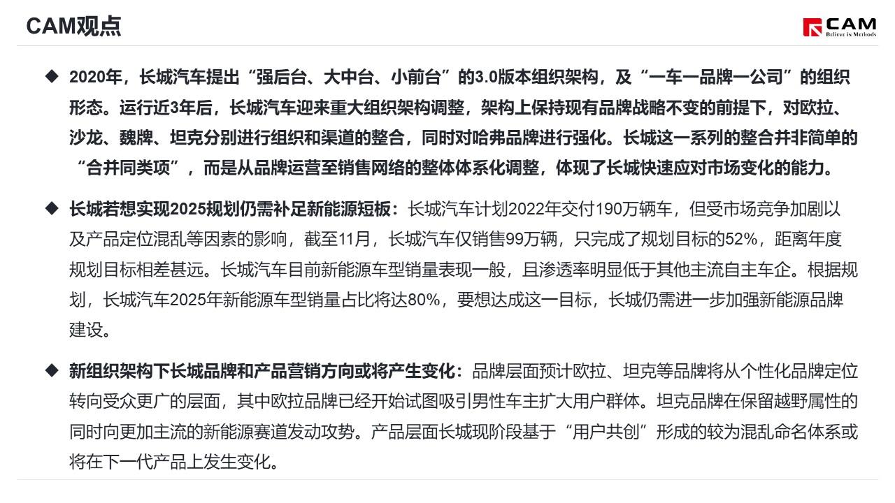 【热点评述】简析长城调整品牌组织架构