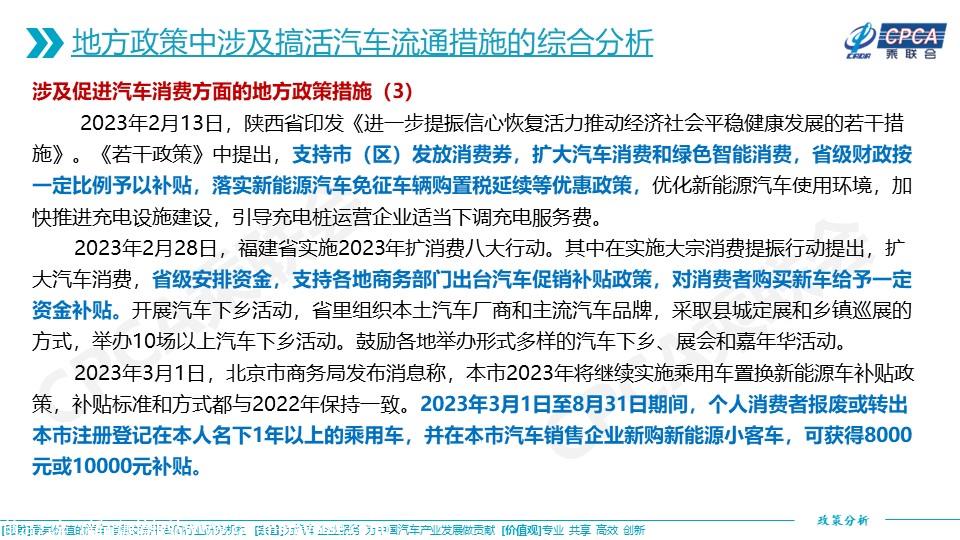 【政策综述】关于2023年一季度重点省市搞活汽车流通推动汽车产业高质量发展若干政策的综合分析