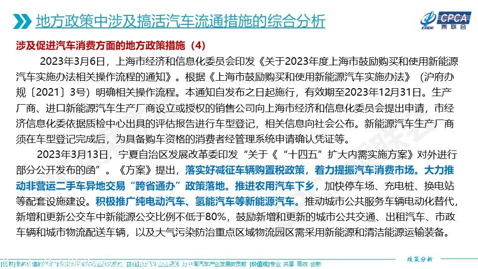 【政策综述】关于2023年一季度重点省市搞活汽车流通推动汽车产业高质量发展若干政策的综合分析
