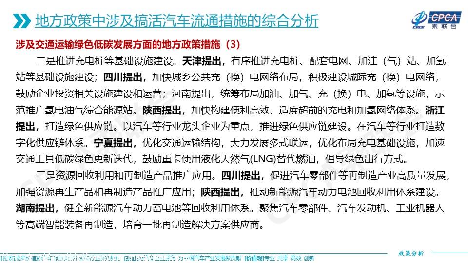 【政策综述】关于2023年一季度重点省市搞活汽车流通推动汽车产业高质量发展若干政策的综合分析