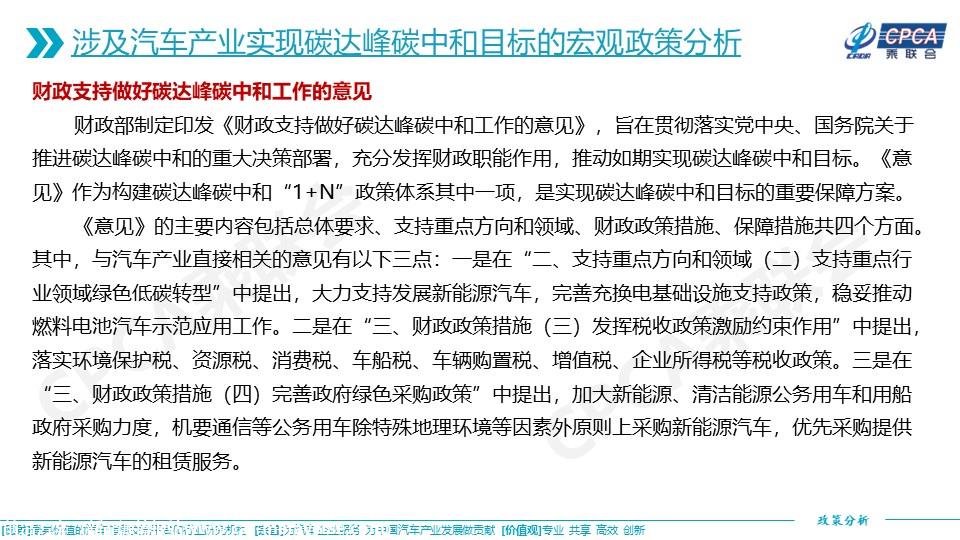 【政策综述】关于促进汽车产业实现碳达峰碳中和目标相关政策的分析及建议