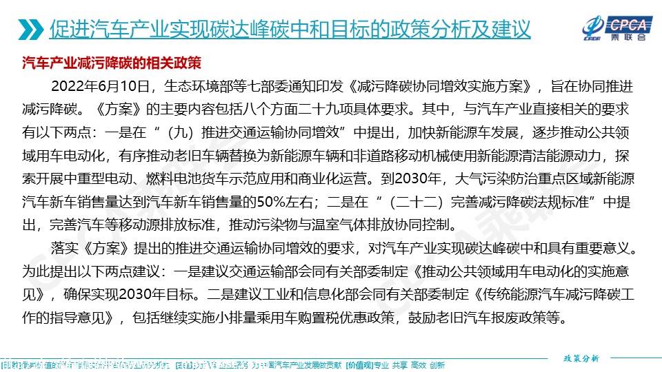 【政策综述】关于促进汽车产业实现碳达峰碳中和目标相关政策的分析及建议