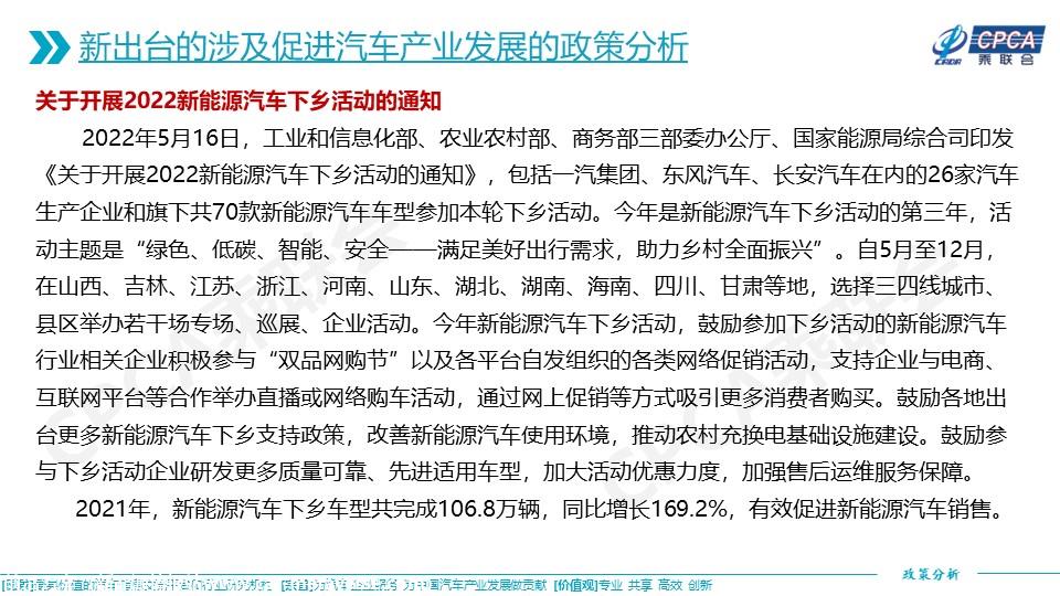 【政策综述】关于2022年5月以来出台的涉及促进汽车产业发展的政策分析