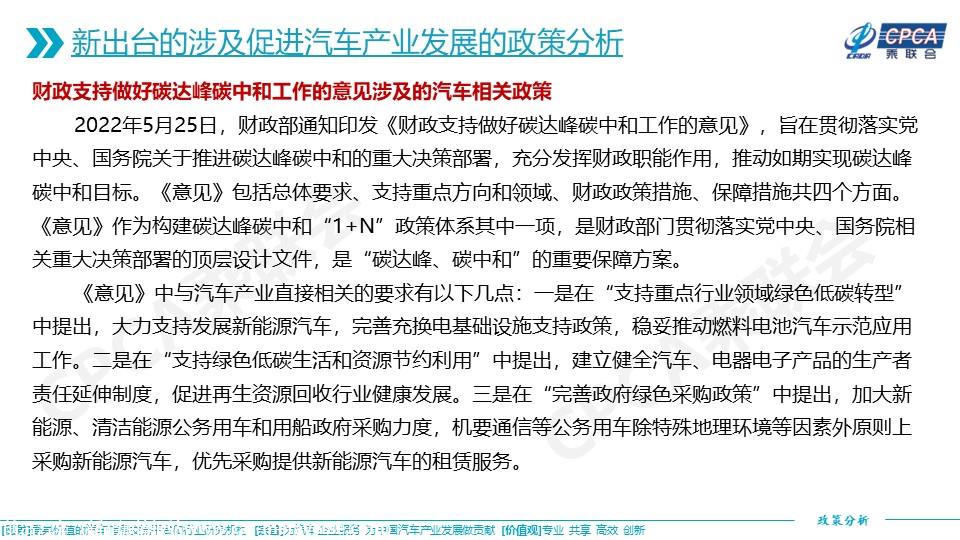 【政策综述】关于2022年5月以来出台的涉及促进汽车产业发展的政策分析