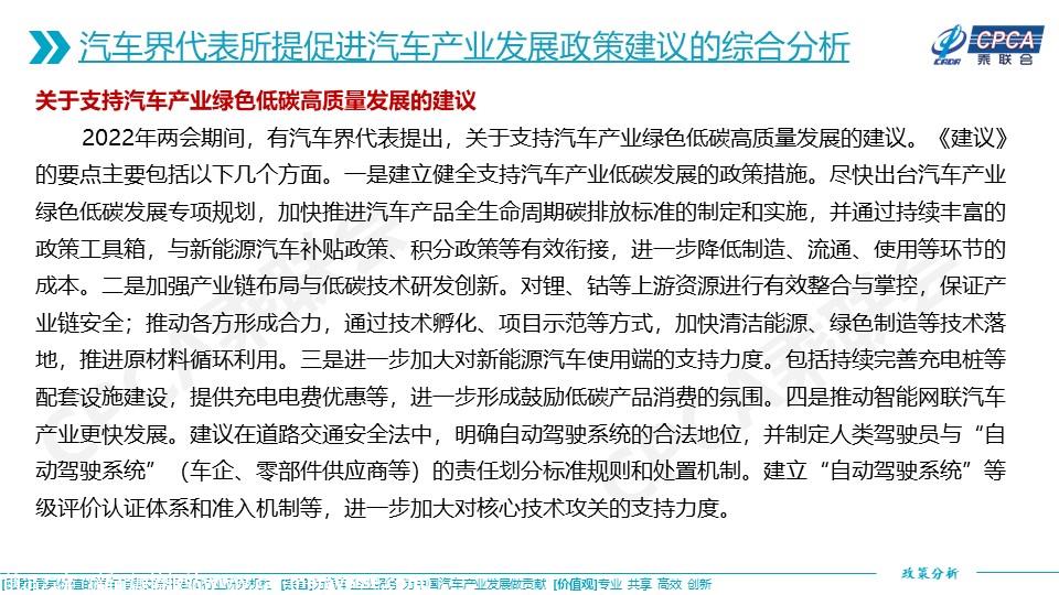 【政策综述】关于对2022年两会汽车界代表所提促进汽车产业发展政策建议的综合分析