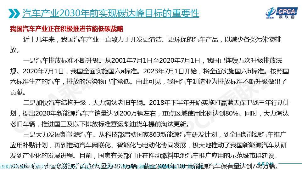 【政策综述】关于汽车产业2030年前实现碳达峰目标涉及的相关政策分析及建议