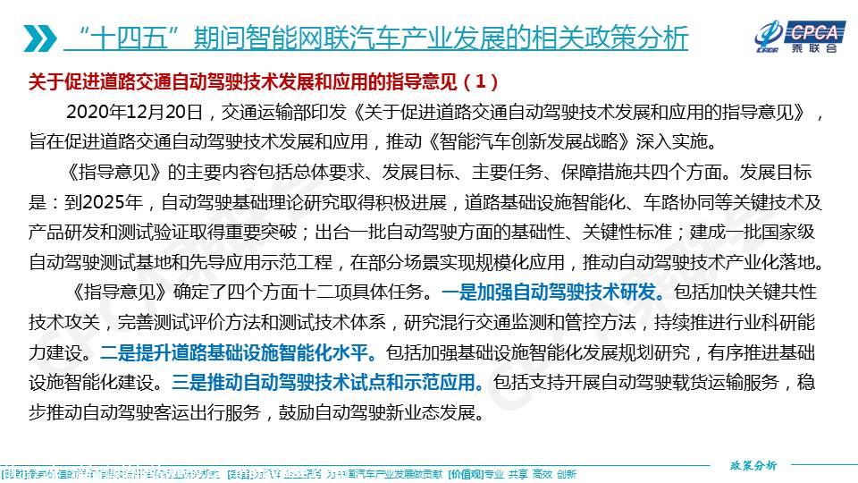 【政策综述】关于“十四五”智能网联汽车产业发展相关政策分析及建议