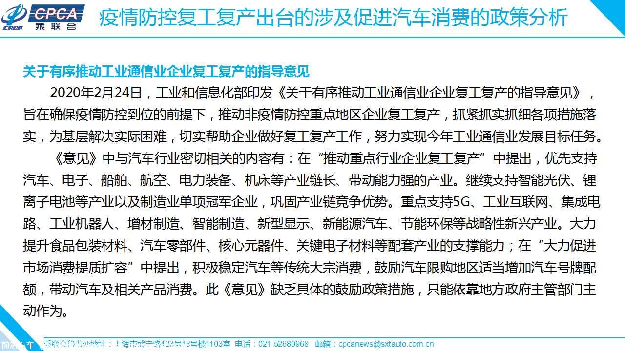 【政策综述】疫情影响下鼓励汽车消费相关政策的分析及建议