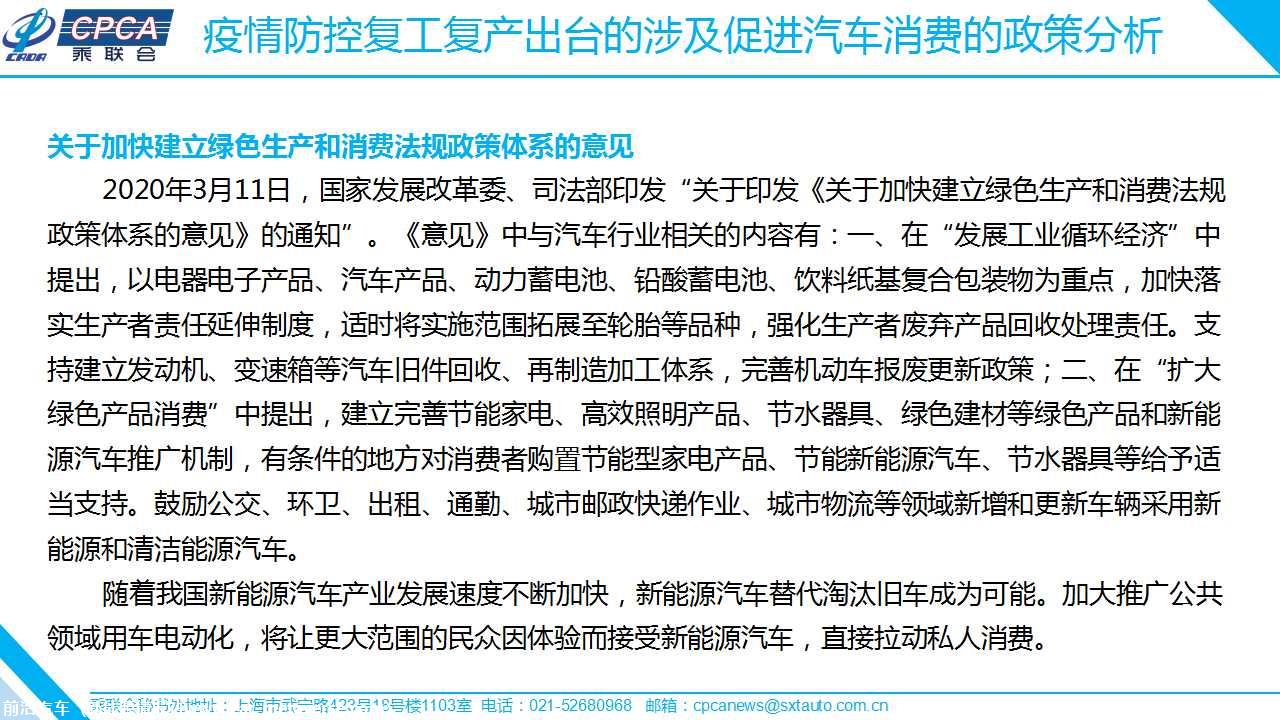 【政策综述】疫情影响下鼓励汽车消费相关政策的分析及建议