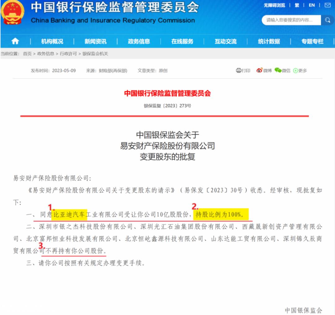 为什么比亚迪愿意冒这么大的风险来收购易安财产保险?