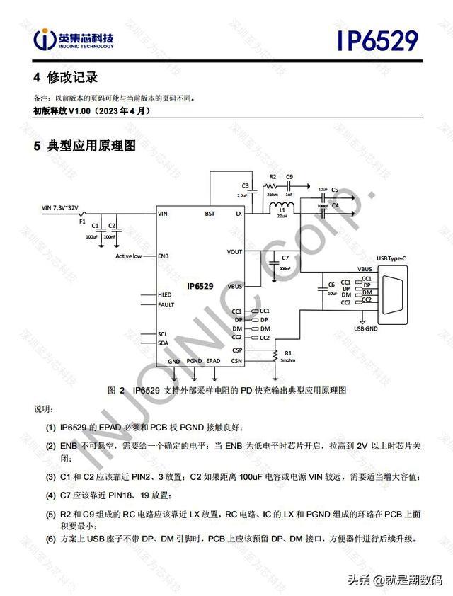 45W降压设计车充方案芯片IP6529，3A输出C口快充接口支持PD3.1