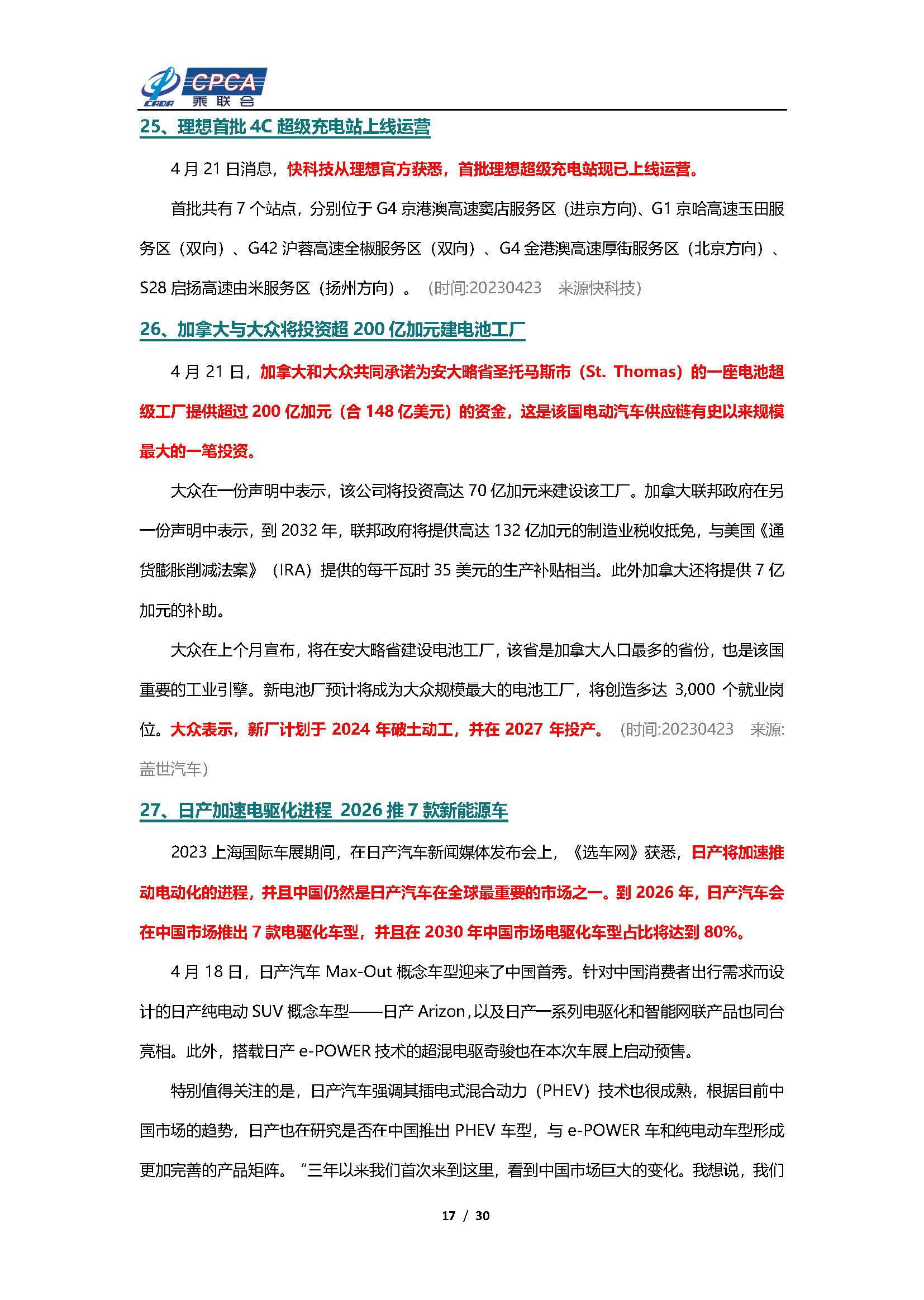 【新能源周报】乘联会新能源汽车行业信息周报(2023年4月17日-4月23日)