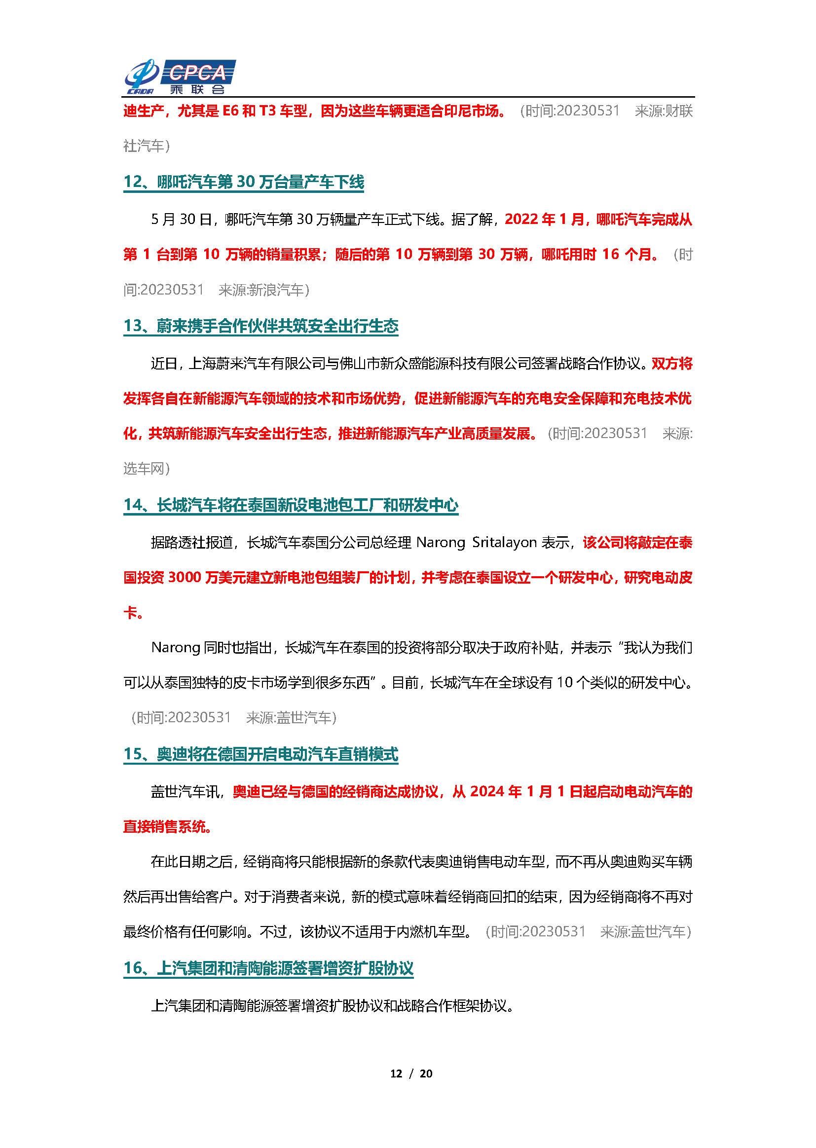 【新能源周报】乘联会新能源汽车行业信息周报(2023年5月29日-6月4日)