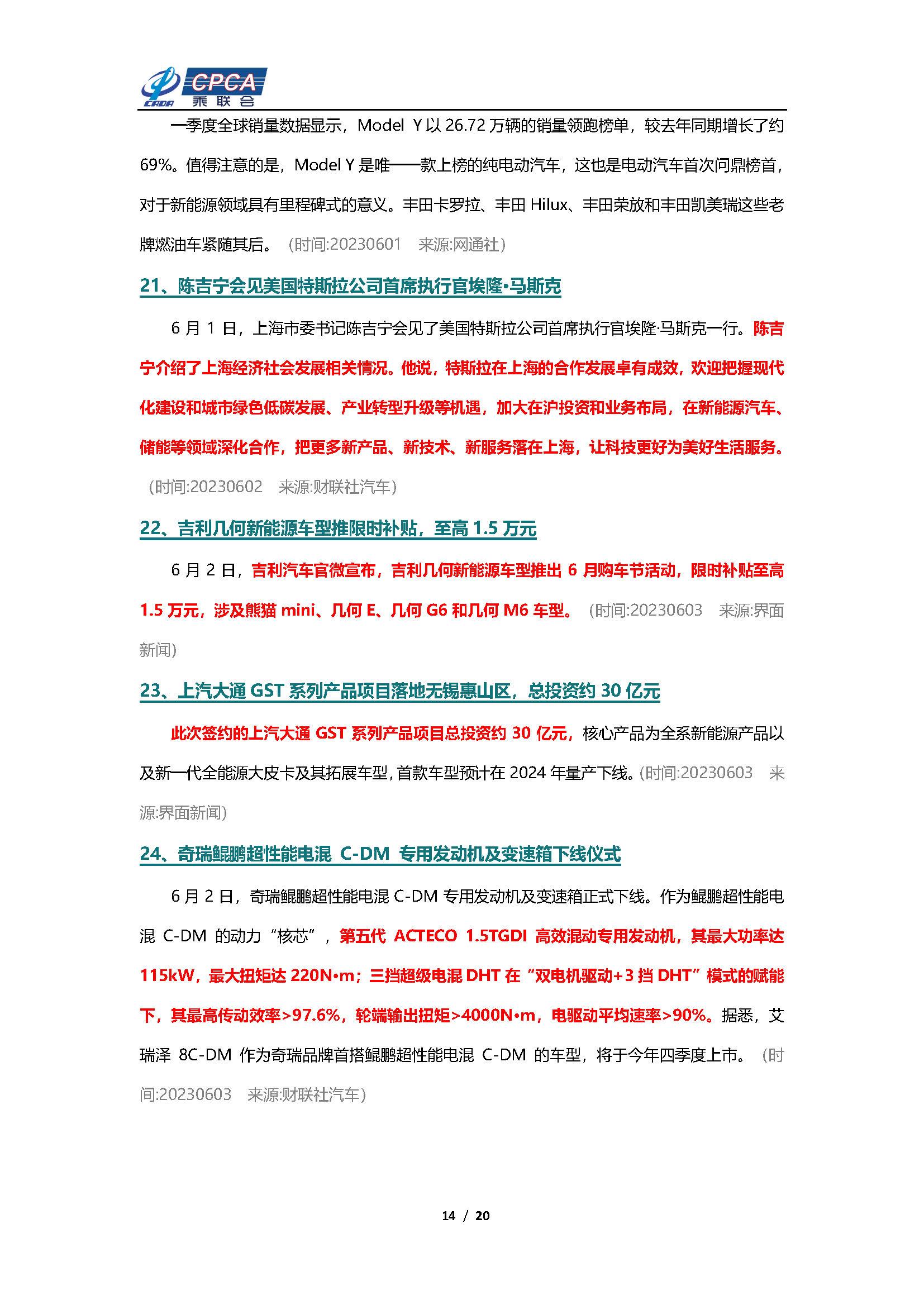 【新能源周报】乘联会新能源汽车行业信息周报(2023年5月29日-6月4日)