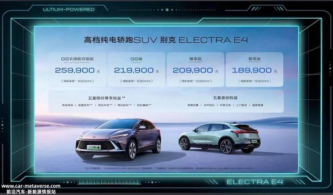 对标毛豆Y的纯电轿跑SUV？别克ELECTRA E4售18.99万起