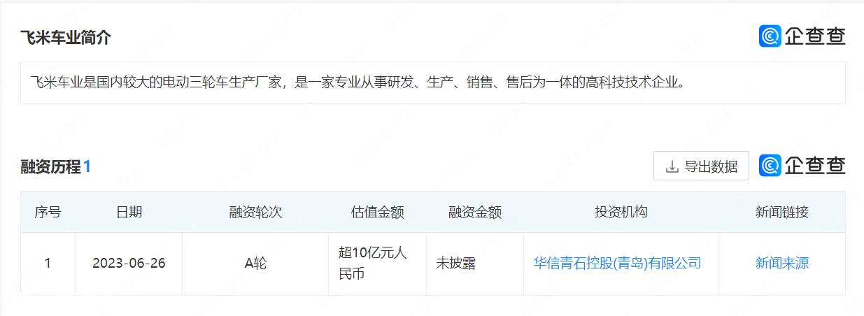 飞米车业完成A轮融资，估值破十亿元