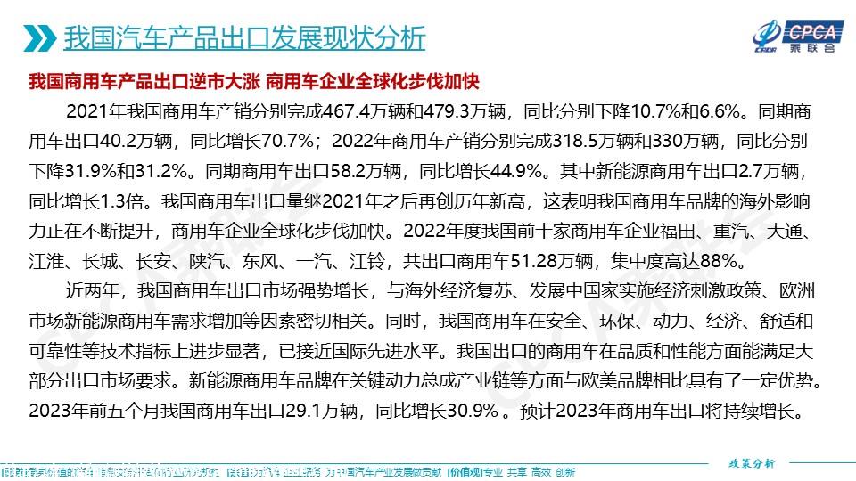 【政策综述】关于我国汽车产品出口现状及其进一步促进海外市场发展的相关政策分析和建议