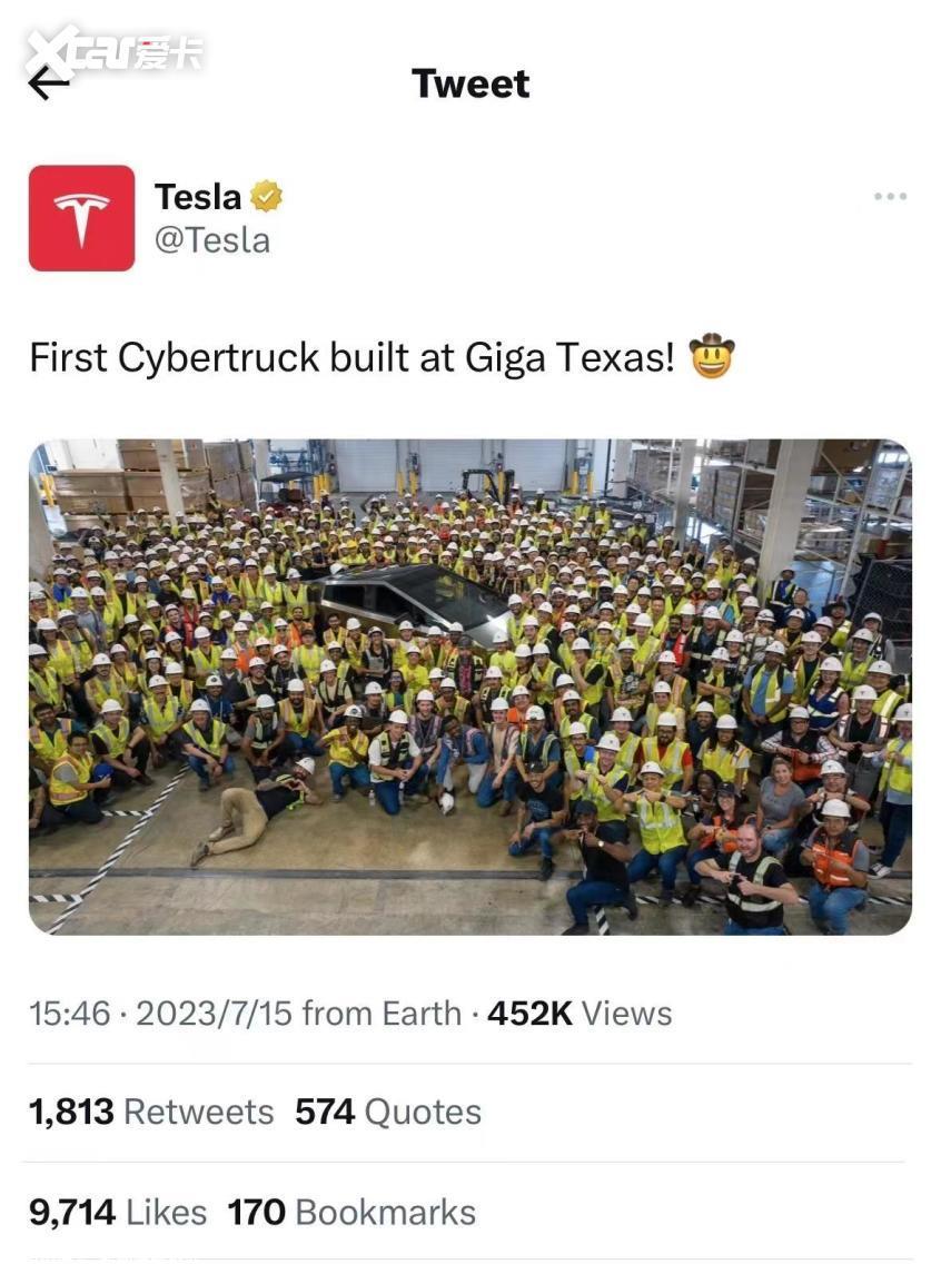 特斯拉首辆特斯拉Cybertruck量产车下线