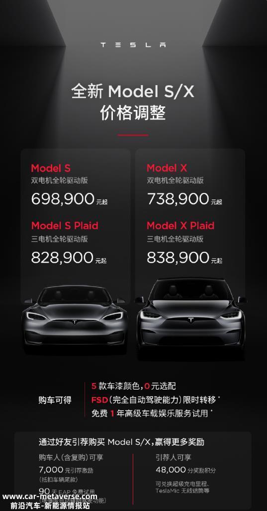 特斯拉Model S/X 在华降价，最高降20%