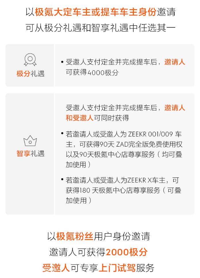极氪推出好友邀请奖励 001目前起售价26.9万
