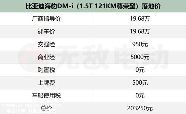海豹DM-i比亚迪2023款报价，比亚迪海豹DM-i2023款落地价明细