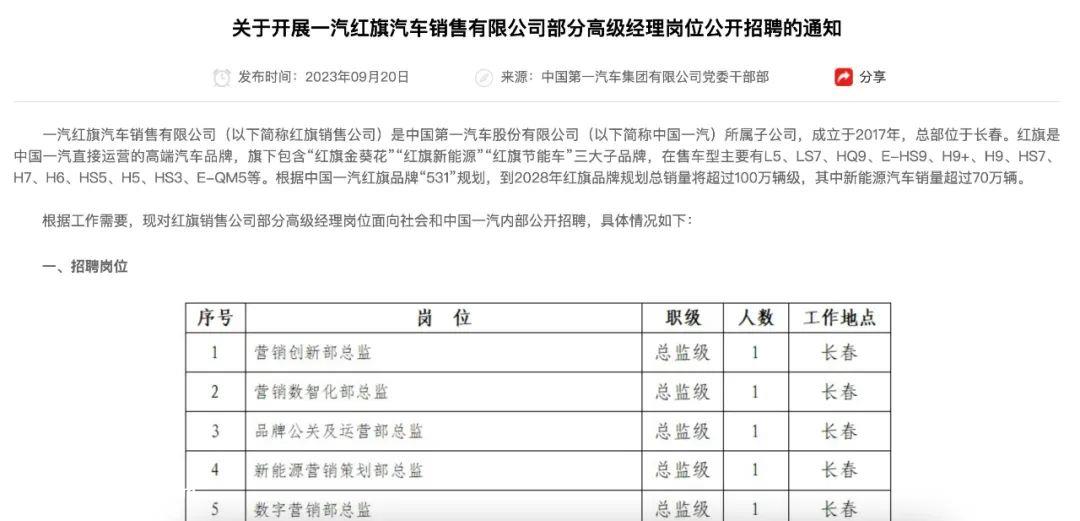 一个多月前,邱现东接任一汽集团一把手,红旗品牌改革