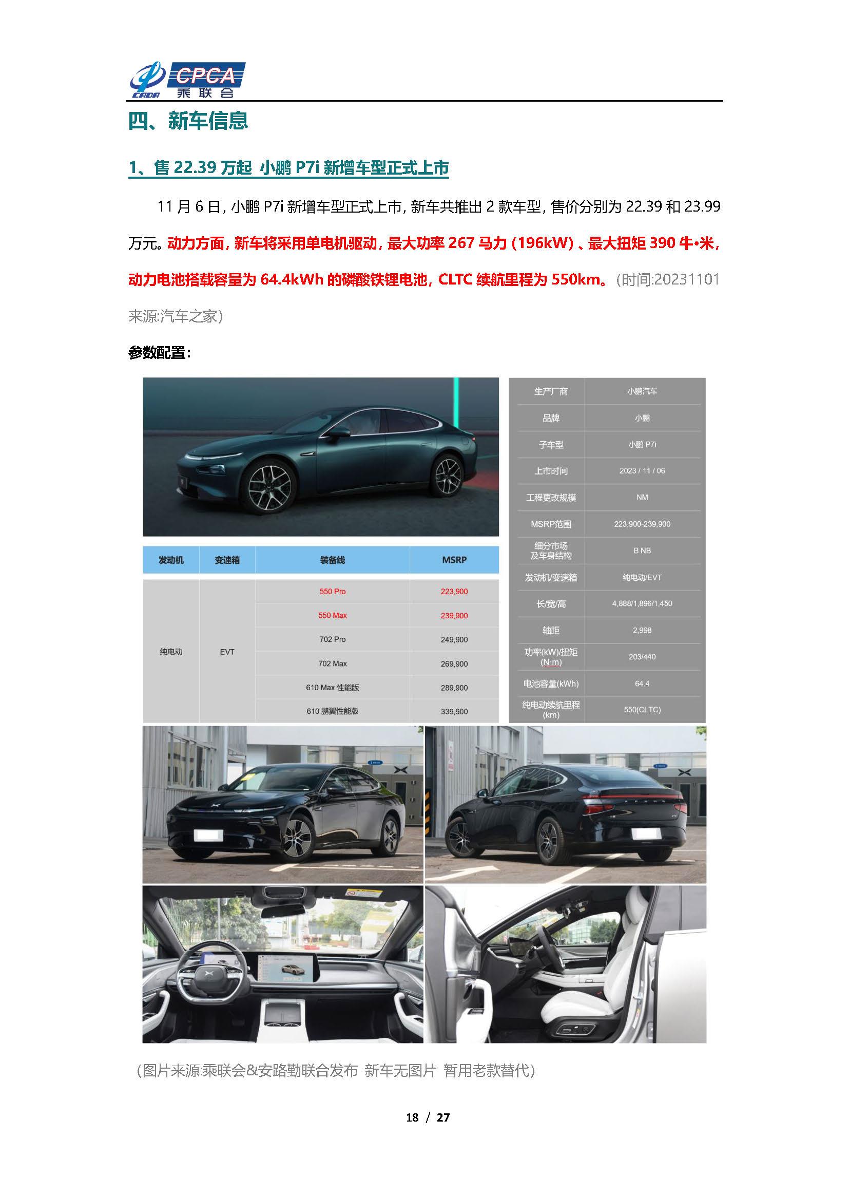 【新能源周报】乘联会新能源汽车行业信息周报(2023年11月6日-11月12日)